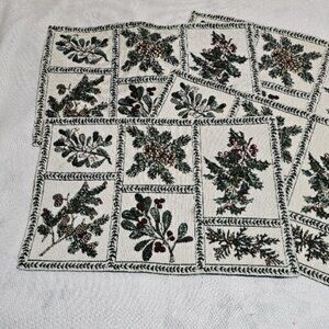 Park Smith Winter Sampler Tapestry Placemats Botanical Christmas holly plants